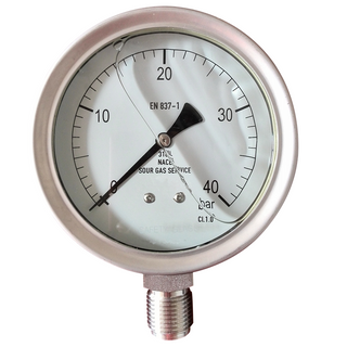 HF 100mm safety glass 10bar EN837-1 bottom ss type hot sale bourdon type pressure gauge manometer